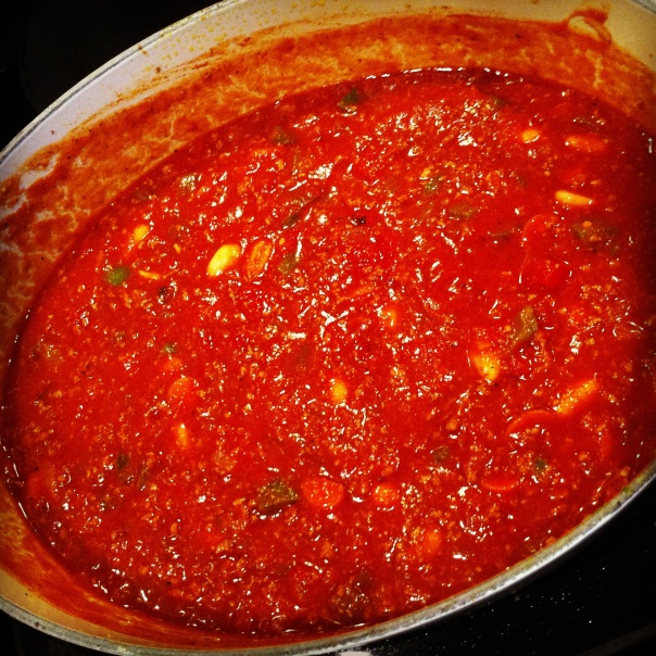 Pot of chili.