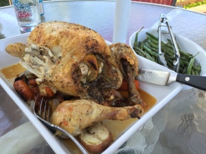 Ina Garten's Lemon-Garlic Roasted Chicken with Root Vegetables and Green Beans